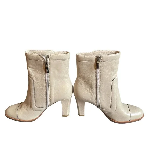 NWOT Banana Republic Womens Leather Ankle Bootie Side Zip Size 6.5 Cream - Picture 4 of 11